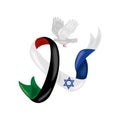 israel and palestine flags in ribbon with dove Royalty Free Stock Photo