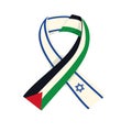 israel and palestine flags in ribbon Royalty Free Stock Photo