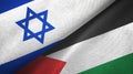 Israel and Palestine two flags textile cloth, fabric texture Royalty Free Stock Photo