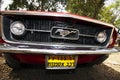 ISRAEL, PETAH TIQWA - MAY 14, 2016: Exhibition of technical antiques. Mustang front view in Petah Tiqwa, Israel Royalty Free Stock Photo