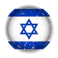 Israel - round metal scratched flag, screw holes