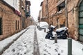 Israel, snow-covered street in Jerusalem Royalty Free Stock Photo
