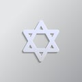 Israel star of david paper style, icon. Grey color background