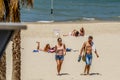 Israel. Tel Aviv. 18 APRIL 2015. Beach line for tourists. Recreation and entertainment.