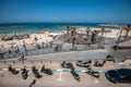 Israel. Tel Aviv. 18 APRIL 2015. Beach line for tourists. Recreation and entertainment.