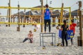 Israel. Tel Aviv. 18 APRIL 2015. Beach line for tourists. Recreation and entertainment.