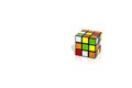 ISRAEL. TEL-AVIV. 16.11.19: Rubik\'s cube on the white background. Rubik\'s Cube invented by a Hungarian architect Erno Rubik in