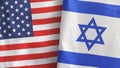 Israel and United States two flags textile cloth 3D rendering Royalty Free Stock Photo