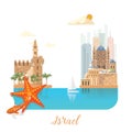 Israel vector banner with jewish landmarks and dead sea. Welcome to Israel. Travel poster in flat design Royalty Free Stock Photo