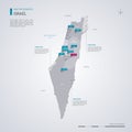 Israel vector map with infographic elements, pointer marks Royalty Free Stock Photo