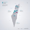 Israel vector map with infographic elements, pointer marks