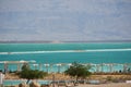 Israel View of Dead Sea beach. Incredible colors of sea. Royalty Free Stock Photo
