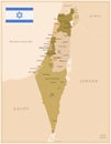 Israel - vintage map of the country in brown-green colors Royalty Free Stock Photo