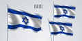 Israel waving flag set of vector illustration Royalty Free Stock Photo