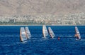 Israel windsurf competition in bay of Eilat. Israel Royalty Free Stock Photo