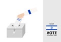 Israel woman voter dropping ballots in the election box with national flag vector
