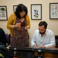 Israeli actors at a backstage of Yiddish Fest