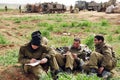 Israeli army soldiers resting during ceasefire