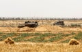 Israeli bulldozers near the border Gaza Strip Royalty Free Stock Photo