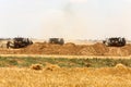 Israeli bulldozers near the border Gaza Strip Royalty Free Stock Photo