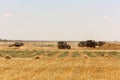 Israeli bulldozers near the border Gaza Strip Royalty Free Stock Photo