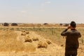 Israeli bulldozers near the border Gaza Strip Royalty Free Stock Photo