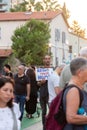 Israeli civillians gathered in solidarity for ceasefire between Israel and Gaza, holding banners for the missing and kidnapped