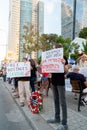 Israeli civillians gathered in solidarity for ceasefire between Israel and Gaza, holding banners for the missing and kidnapped