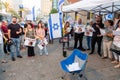 Israeli civillians gathered in solidarity for ceasefire between Israel and Gaza, holding banners for the missing and kidnapped