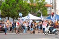 Israeli civillians gathered in solidarity for ceasefire between Israel and Gaza, holding banners for the missing and kidnapped