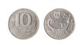 10 israeli coins shekel. Isolated object on a white background.