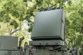 Israeli-developed Military mobile radar system in a forested area