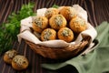 israeli falafel balls with sesame seeds in a basket