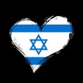 Israeli flag heart-shaped grunge background. Vector illustration. Royalty Free Stock Photo