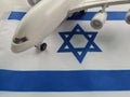 Israeli flag and plane war and return of Israelis home Royalty Free Stock Photo