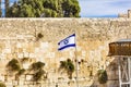 Israeli Flag Western `Wailing` Wall of Ancient Temple Jerusalem Israel Royalty Free Stock Photo