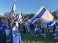 Israeli Flags in the Breeze at the Protest