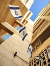 Israeli flags hanging from a building, Israel Royalty Free Stock Photo