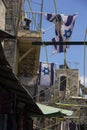 Israeli flags in the Old City of Jerusalem Royalty Free Stock Photo