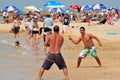 Israeli men play Matkot