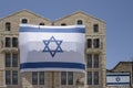 Israeli National Flags on Jerusalem, Israel, Buildings Royalty Free Stock Photo