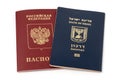 Israeli and russian international travel passports isolated on white background. Royalty Free Stock Photo