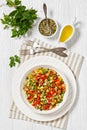 Israeli salad of finely diced veggies in bowl