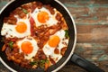 Israeli shakshouka breakfast Royalty Free Stock Photo