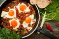 Israeli shakshouka breakfast Royalty Free Stock Photo