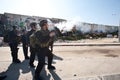 Israeli soldiers fire tear gas Royalty Free Stock Photo