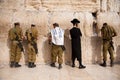 Israeli soldiers at Jerusalem's Western Wall Royalty Free Stock Photo