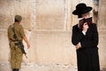 Israeli soldiers at Jerusalem's Western Wall Royalty Free Stock Photo