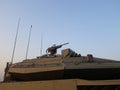 Israeli tank machine gun atop rotating turret