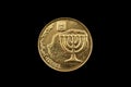 Israeli Ten Agorot Coin Isolated On Black Royalty Free Stock Photo